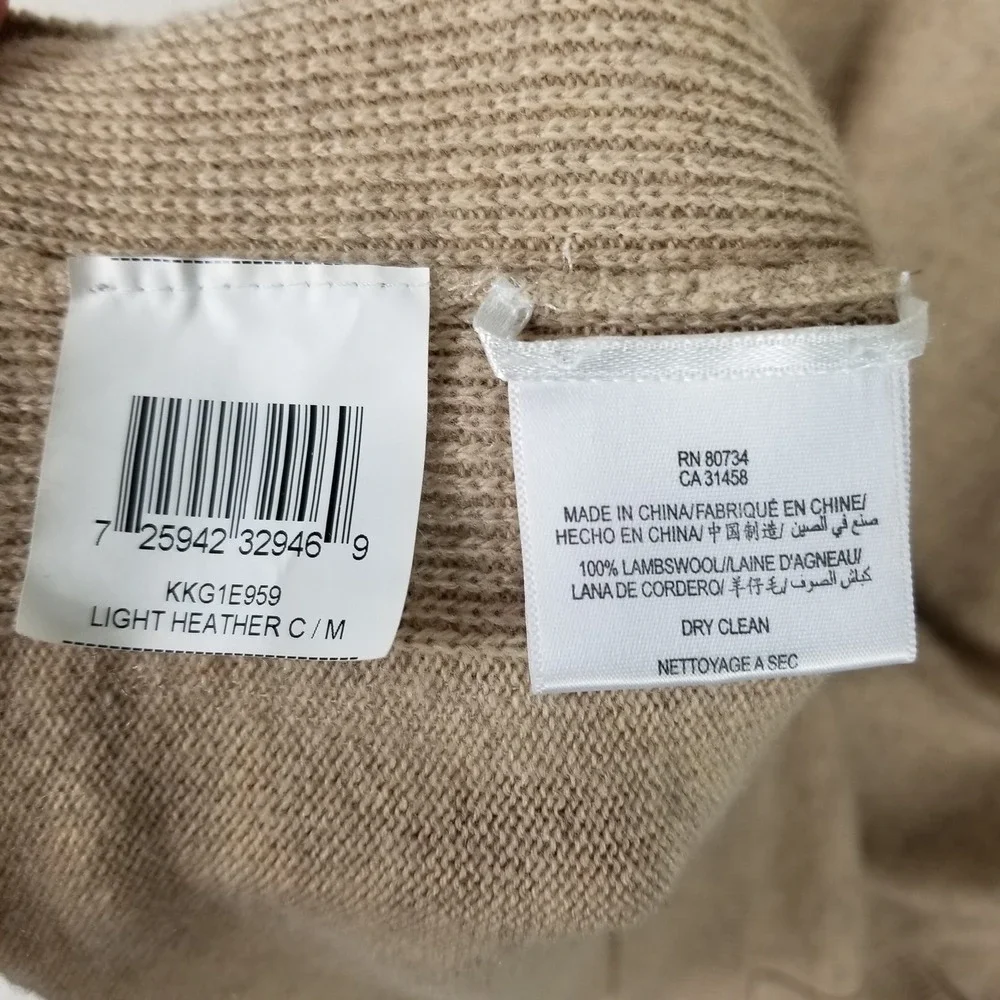 BCBGMAXAZRIA Sweater Vest Women Medium Camel Lambswool Cap Sleeve Pockets